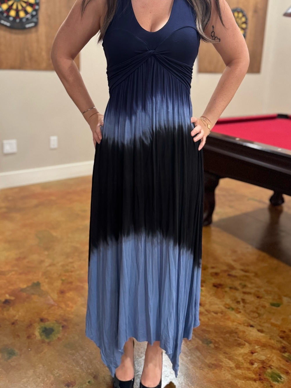 Jessica Simpson Navy and Black Ombre Backless Maxi Dress